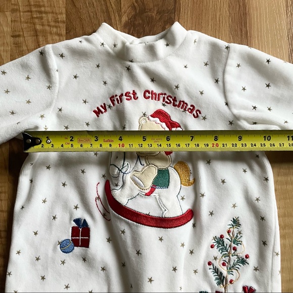 3/$25 Baby's First Christmas Footie One Piece Pajamas Little Me Button Up - Picture 8 of 11